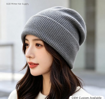 Unisex Cuffed Ribbed Knit Beanie Warm Winter Custom Embroidery Hat