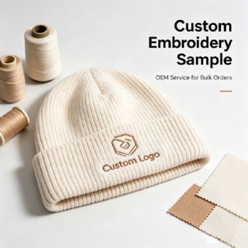 Unisex Cuffed Ribbed Knit Beanie Warm Winter Custom Embroidery Hat