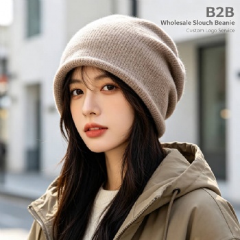 Slouchy Oversized Knit Winter Beanie Soft Stretch Custom Logo Hat