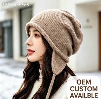 Slouchy Oversized Knit Winter Beanie Soft Stretch Custom Logo Hat