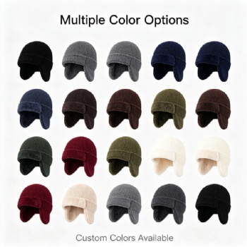 Fleece Lined Ear Flap Knit Winter Beanie Warm Outdoor Hat