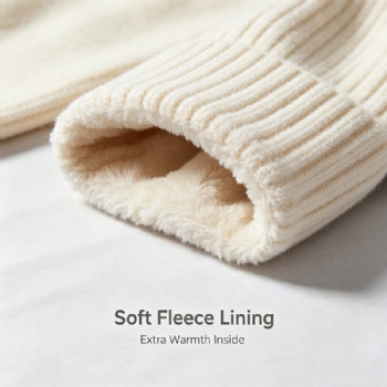 Fleece Lined Ear Flap Knit Winter Beanie Warm Outdoor Hat